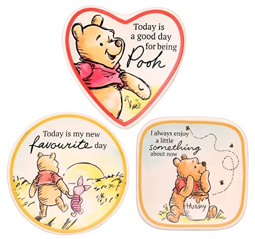 Disney Winnie The Pooh VC700383L - Set di 3 vassoi in Ceramica Multicolore, Misura Unica, Ceramica, Senza Pietre preziose