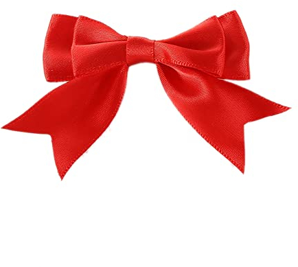 10 Stück 6x7cm Satinband Schleifen,Doppelte Dekoschleife Fertigschleife Geschenkschleifen für DIY Handwerk Hochzeit Weihnachten Valentinstag Dekoration Karte Herstellung von Verzierungen,Rot