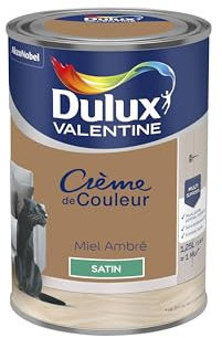 Dulux Valentine Crème de Couleur - Peinture multi-supports intérieure - Satin Miel Ambré 1,25 L
