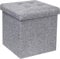 A406 Folding Ottoman Storage Box with Lids Pouffe Seat Stool Foot stool Storage Unit Bench Foot Rest Stool 38cm Grey Black Beige Green (Grey-Linen)