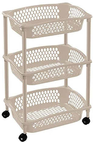 ForenTex Carrito de cocina perfecto para cualquier espacio de almacenamiento en el hogar o el trabajo. (TAUPE CLARO 3 Cestas)