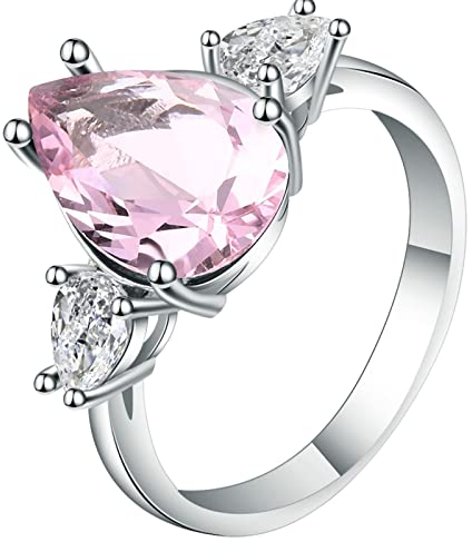 Engagement Ring, Art Deco Schmuck Damen Vier Zackentröpfchen mit Zirkoneinlagen Silber Größe 62 (19.7)
