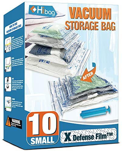 HIBAG Vacuum Storage Bags, Space Saver Bags, Combo Set (10 Small)