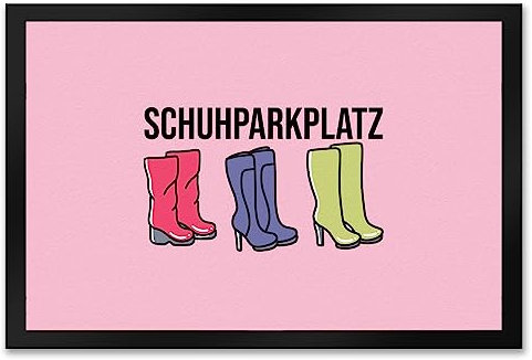 Schuhparkplatz Fußmatte XXL in 50x75 cm in rosa mit Schuhmotiv für Frauen EIN bunter Türvorleger für deinen Eingangsbereich High Heels Fußabtreter Stiefel Türmatte Schuhe