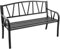 GOPLUS Gartenbank Metall, 2-3 Personen Sitzbank Outdoor, Parkbank Antik, Terrassenbank mit Rücklehne und Armlehne, Sitzbank Garten Balkon Terrassen (Schwarz, 300kg Tragkraft)