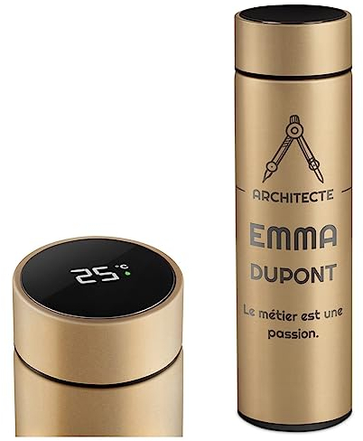 Maverton Mug Isotherme personnalisé pour femmes - Tasse en inox avec Afficheur - Bouteille Isotherme avec gravure Cadeau Personnalisé - Cadeau Femme anniversaire - original - Architecte