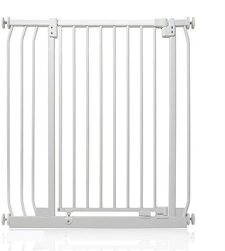 Safetots Extra Hohes Elite Sicherheitsschutzgitter, 80cm - 89cm, Matt Weiß, Extra hohe 96.8cm Höhe, Treppenschutzgitter mit Druckmontage, Sicherheitsbarriere, Einfache Installation