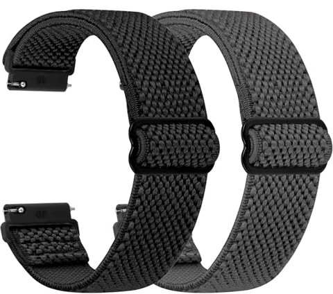 TumpCez - Quick Release Elastic Nylon Watch Straps - Band Width - 19mm - Black+Gray