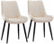 CLIPOP Samt Esszimmerstühle 2er Set Küchenstühle Polsterstuhl Wohnzimmerstuhl Gepolsterte Sessel Sitzfläche mit Rückenlehne und Metallbeine (2er Set, Beige)