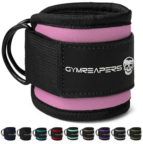 Gymreapers Ankle Strap (Single) For Cable Machine Kickbacks, Glute Workouts, Lower Body Exercises - Adjustable Leg Strap with Neoprene Padding (Pink, Single)