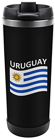 Taza de viaje reutilizable con tapa de acero inoxidable con diseño de bandera de Uruguay para el hogar y la oficina