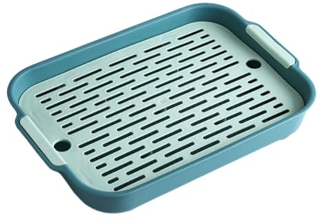 kawehiop Cocina ordenada y ordenada con Bandeja escurridora de Platos de plástico de Doble Capa, escurridor de Resina con Bandeja de Goteo, Soporte para Bandeja de Goteo de Agua, Verde pequeño