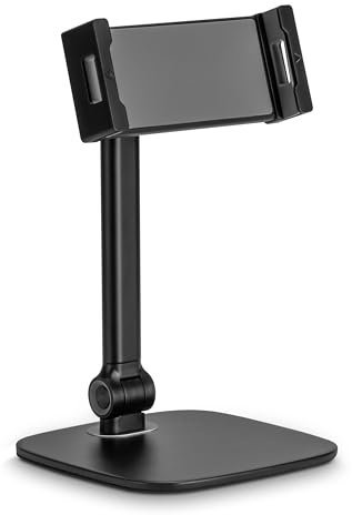 InLine Tablet holder with stand, table holder, stand, adjustable, universal, up to 12.9 inches, for iPad Pro, iPad Air, Mini, Samsung Tab, Huawei and more, black, 55720S