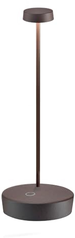 Zafferano, Swap Pro Lampe, Wiederaufladbare und Kabellose Tischlampe mit Touch Control, Geeignet für den Innen- und Außenbereich, Stufendimmer, 2200-3000 K, Höhe 29 cm, Farbe Corten