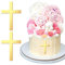 Wincredulous 2 Pieces Crossing Cupcake Toppers, Acrylic Gold Mirror God Bless Christening Cake Toppers, Cross Cake Toppers Party Birthday Cake Decoration for Birthday Baby Shower Adult Boys Girls