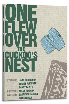 Leinwandposter One Flew Over The Cuckoo's Nest, Raumdekor, Poster für Schlafzimmer, Wohnzimmer, Wände, 20 x 30 cm, Rahmenstil