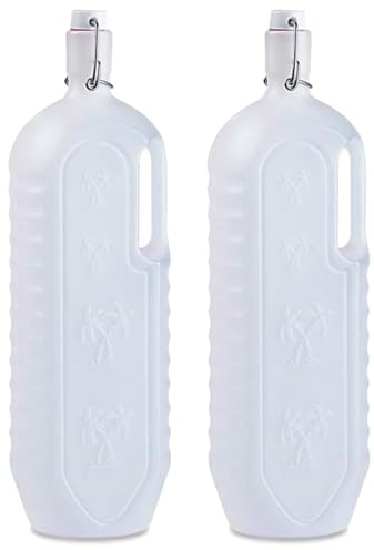 Acan Tradineur - Pack de 2 Botella de plástico con asa - Disponible tapón a presión y asa - Fabricado en plástico (PP) - 35 x 8,5 x 11 cm - 2 litros