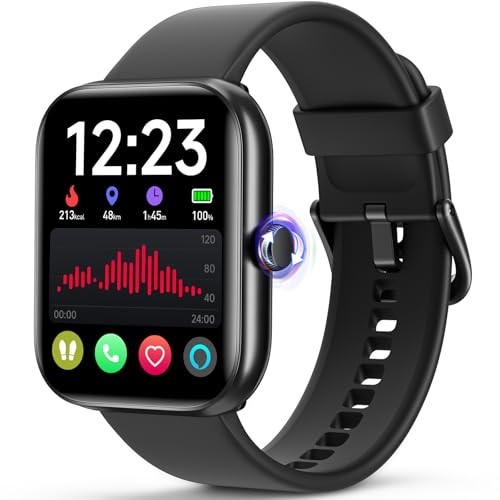 WMK Montre connectée Homme Femme Smartwatch avec Appel fréquence Cardiaque Podometre Suivi Sommeil SpO2 100+ Modes Sportifs Bluetooth-IP68 Etanche Montre Intelligente pour Android iOS(Noir)