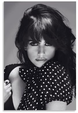 TSNKNP Penelope Cruz Black And White Poster Dekorative Malerei Leinwand Wandkunst Wohnzimmer Poster Schlafzimmer Malerei,Wandkunst Bilddruck Moderne Familienzimmer Dekor 12x18inch(30x45cm)