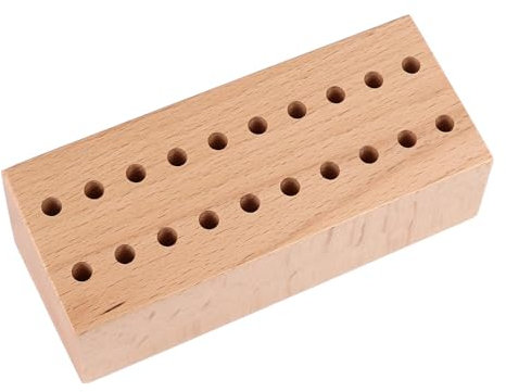 XHTLLO Porta Attrezzi, Porta Attrezzi in Legno con 20 Fori, Porta Attrezzi Professionale Per Punzoni in Pelle, Porta Cacciaviti, Base in Legno di Faggio Per Cacciaviti, Pinze, Taglierine