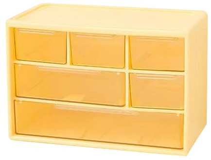 Schreibtisch Aufbewahrungsbox, Stapelbarer Aufbewahrungsschrank mit 6 Schubladen, Abnehmbare Aufbewahrungsschublade, Schreibtisch Organizer mit großer Kapazität für Make-up (Yellow)