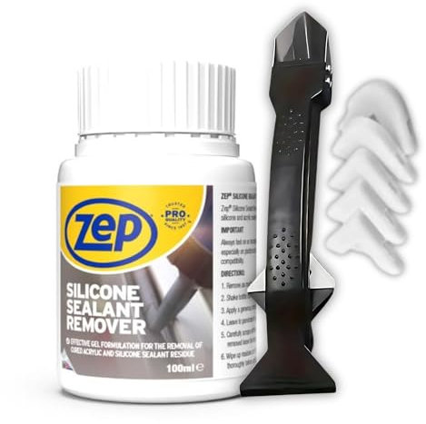 Zep Dissolvant de mastic en silicone et outil de retrait de silicone | Outil de mastic | Outil de retrait de mastic | Dissolvant de mastic de salle de bain | Outil de finition en silicone | dissolvant