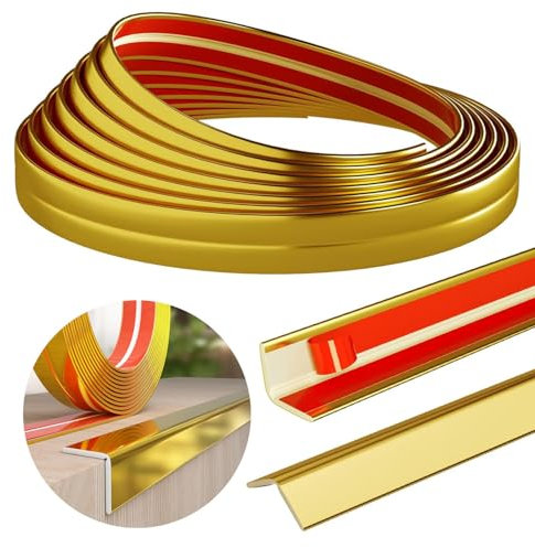Moulures décoratives autocollantes flexibles autocollantes - Protection des bords de table - Pour salon, salle de bain, cuisine, chambre à coucher - Doré - 4 m x 3 cm
