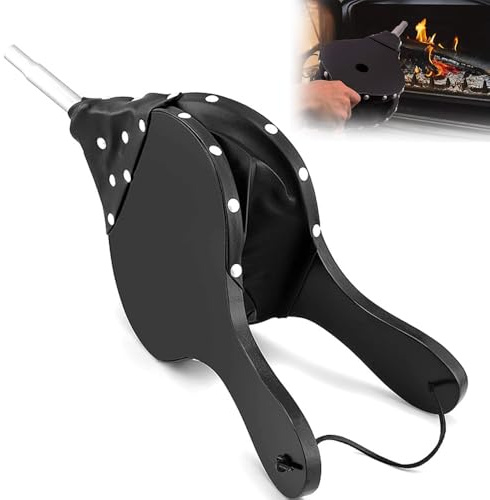 Roysmart Soufflet, clous décoratifs dorés, boucle de suspension, soufflet en plastique - Noir
