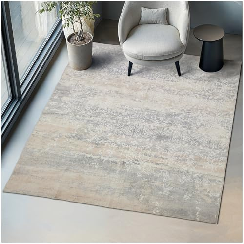 tectake® Teppich, waschbarer Teppich, Flauschiger Teppich für Home, Wohnzimmer, Schlafzimmer, Kinderzimmer, Vintage Optik Teppich Kurzflor, als Küchenteppich oder Läufer - 200 x 274 cm