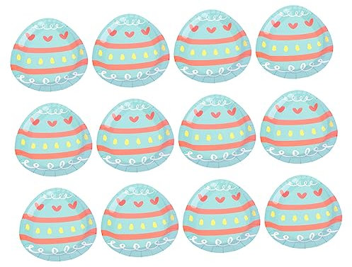 Didiseaon 12pcs Easter Egg Paper Plates for Party Disposable Paper Plates Bowls Shower Party Supplies