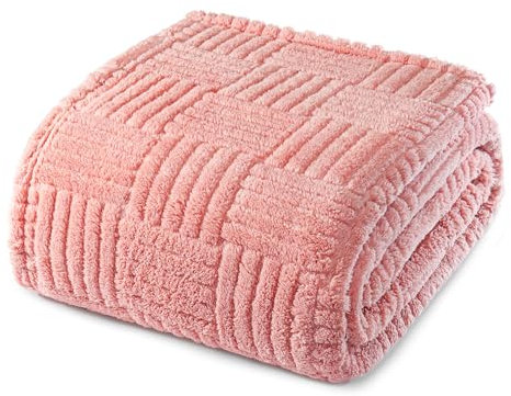 Whale Flotilla Coperta Pile, Coperta Morbida e Calda per Divano e Letto Singolo, Matrimoniale, con Motivo Jacquard Decorativo per Tutte le Stagioni, 150 x 200 cm, Rosa