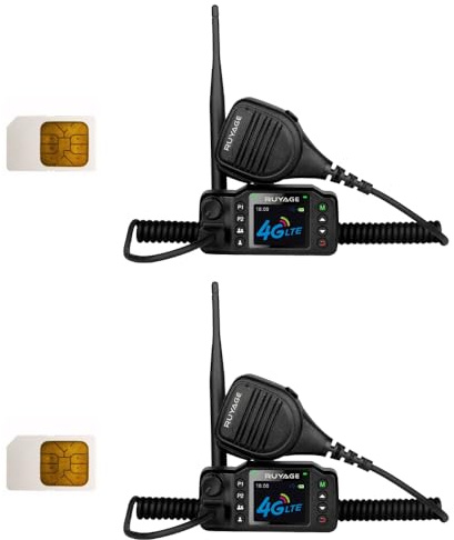 Ruyage CT98 Car Vehicle Walkie Talkies 5000 Mile Long Range Poc radios, 4G LTE Unlimited Range Nationwide PTT Two Way Radios with Handheld Microphone, with Sim Card (2pcs)