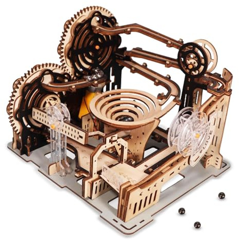 3D-Holzpuzzle für Erwachsene, Kugelbahn-Set, motorisiert, Hebe-Schwerkraft, Dual-Spiralspuren, Handmontage, Gehirn-Teaser, Geburtstag