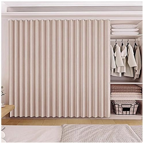 Tenda Divisoria per Interni Scorrevole con Bastone, 1 Pezzo Tenda Sottolavello Cucina Impermeabile, Tende Oscuranti a Soffietto per Porte Interne Eleganti(Marrone,80x180cm)