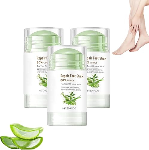 60% Urea Foot Care Stick, effectively repairs cracked heels, deeply hydrates, leaves skin soft and smooth, and softens rough skin. Contains urea and tea tree oil.