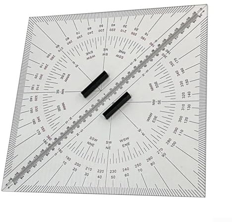 Gettimore Marine Navigation Dreieck Lineal 2er Set mit 300mm Winkelmesser und Gravierte Skalen, Transparentes Diagrammplottwerkzeug für Entfernungsmessung