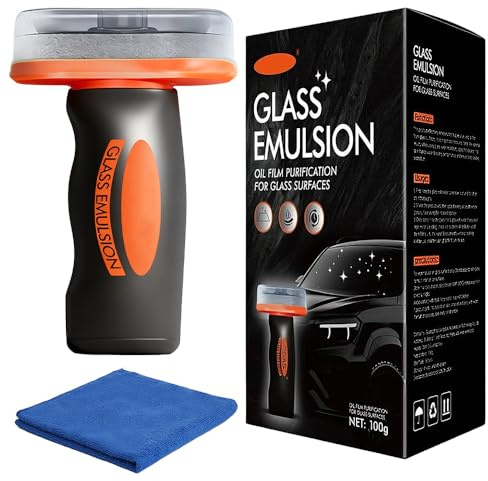 Handheld Glass Oil-Film Remover, 2026 Neu Oil Film Cleaning Brush, Multifunktionale Ölfilm Reinigungsbürste, Ölfilmreiniger mit Handtuch Automotive Glass Oil Film Cleaning Brush für Fenster (1PC)