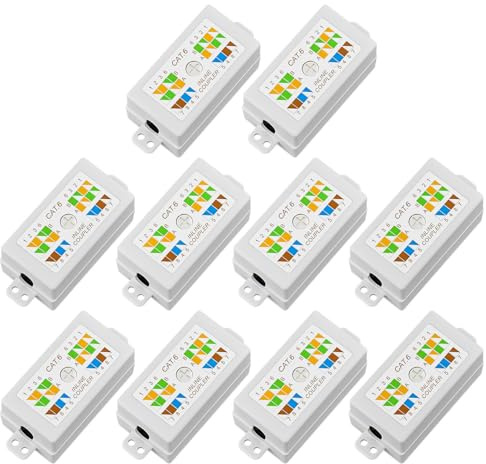 FGB RJ45 UTP Cat6 Ethernet Junction Box, Punch Down Type, 10 Pack | Inline Punchdown Krone Coupler Joiner for Cat6/Cat5E/Cat5 Ethernet Network Cables, 23-26 AWG, TIA/EIA 568A/B