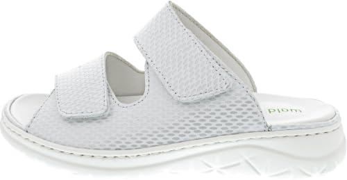 Waldläufer Pantolette H-Joline 756501-106-211, leicht glänzendes Glattleder, Weiß-Silber, weiches Fußbett zum Wechseln Weiß
