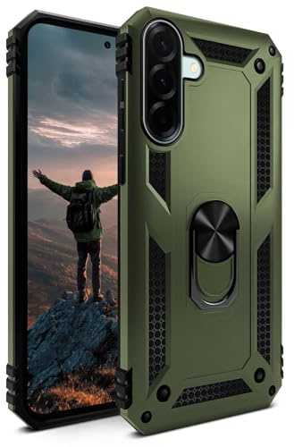 ONEFLOW für Samsung Galaxy A57 5G Hülle mit Handygriff Ständer, Outdoor Schutzhülle stoßfest Panzerhülle mit Kameraschutz, Handyhülle Hybrid TPU Case, Titan Cover, matt Grün