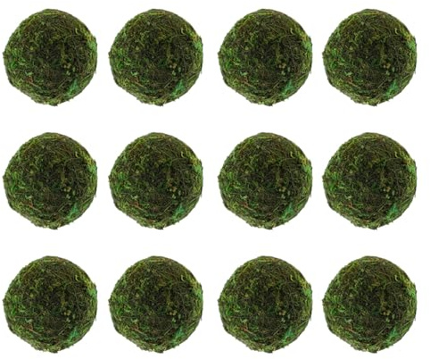 OSALADI Artificial Moss Globe Balls with Handmade Hanging Decorative Spheres for Garden Patio Miniature and Planter Supplies 6Pcs Moss Decor