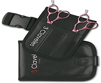 3 Claveles 12693 - Friseur-Set mit Gürteltasche und Haarschere, 5,5 Zoll, Rosa