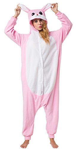Katara 1744 -Hase Kostüm-Anzug Onesie/Jumpsuit Einteiler Body für Erwachsene Damen Herren als Pyjama oder Schlafanzug Unisex - viele Verschiedene Tiere