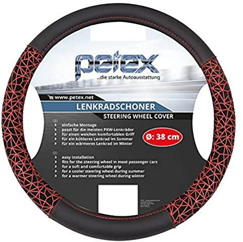 PETEX 433110412 Lenkradschoner, Durchmesser 38 cm, TPE-Ring, Design 1104, Rot, M