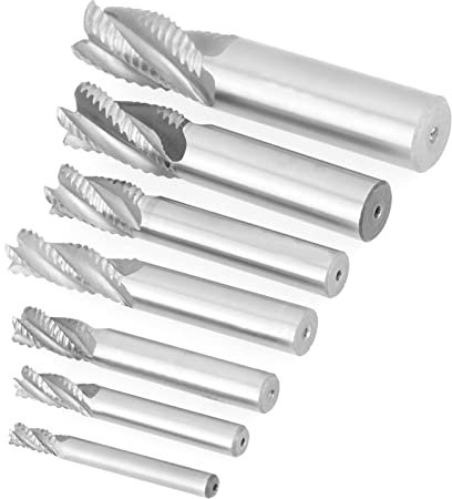 7pcs / set HSS CNC 4 Flûtes Fraise Extrémité Routeur Fraise Bit Ébaucher Outil de Brise-copeaux M6 / M8 / M10 / M12 / M14 / M18 / M20