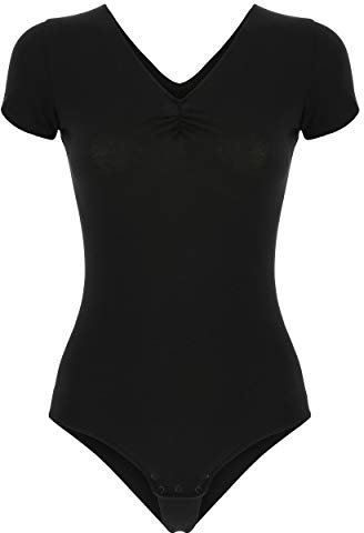 FREDDY - Body A Maniche Corte in Jersey Stretch, Donna, Nero, Small