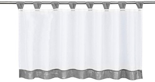 Yujiao Mao 1er-Pack Voile Scheibengardine mit Schlaufen HxB 60x145cm Grau