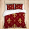 LASINSU Parure de lit Adulte,Héraldique Lys Rouge Cher Roi Doré Lys Fleur Motif Roi Médiéval France Empire Conception,1 Housse de Couette 220x240cm+2 Taies d'Oreillers 50X75CM