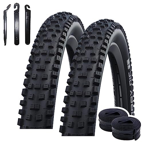 2 x Faltreifen Schwalbe Nobby NIC ADDIX in Schwarz Fahrrad Reifen 57-622 (29 x 2.25) + 2 Schwalbe Schläuche DV19 inkl. 3 Reifenheber