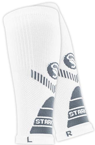 STARK SOUL 2 Paar Waden Kompressionsstrümpfe ohne Fuss für Damen und Herren, Sport Wadenstulpen, Wadenbandage, Beinlinge, Weiss, Gr. S